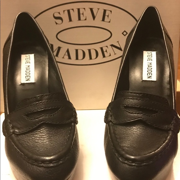 Steve Madden Oldiee Black Leat 5.5 - Picture 1 of 8
